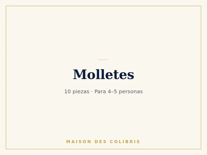 Charola con 10 molletes para compartir, Maison des Colibris, Oaxtepec